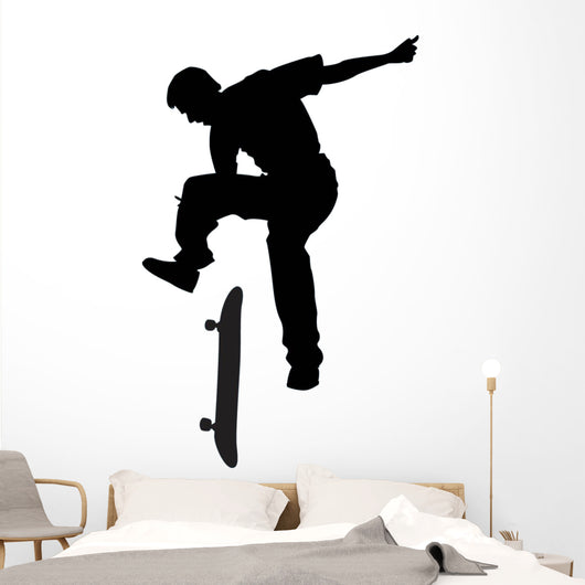 Jumping Skate Boarding Silhouette Wall Decal