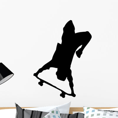 Skate Boarding Silhouette Wall Decal shown on a wall