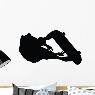 Skateboarding Silhouette Wall Decal shown on a wall