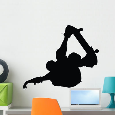 Skateboarding Silhouette Wall Decal shown on a wall