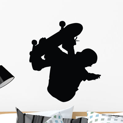 Skateboarding Silhouette Wall Decal shown on a wall