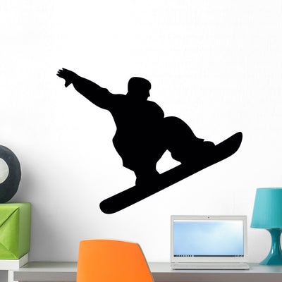 Snowboarding Silhouette Wall Decal shown on a wall