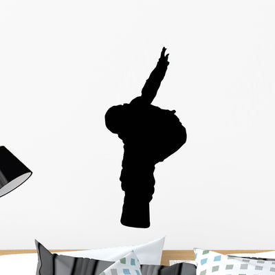Stunt Snowboarding Silhouette Wall Decal shown on a wall