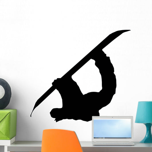 Flipping Snowboard Silhouette Wall Decal