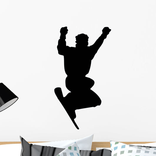 Excited Snowboard Silhouette Wall Decal