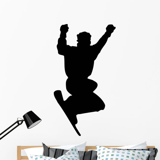 Excited Snowboard Silhouette Wall Decal
