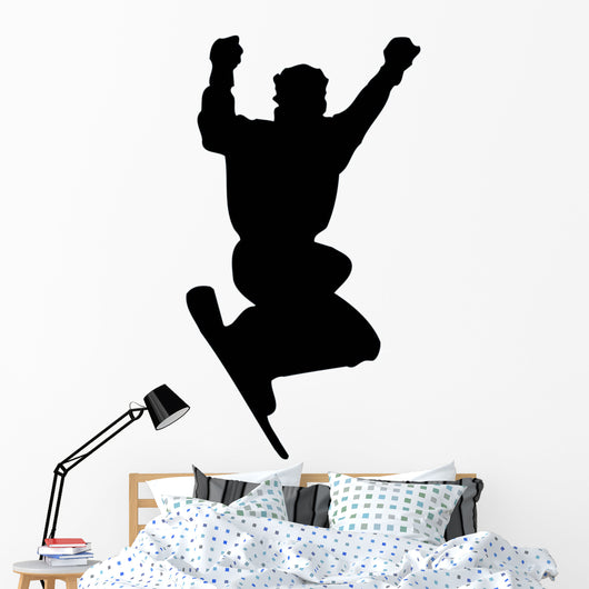 Excited Snowboard Silhouette Wall Decal