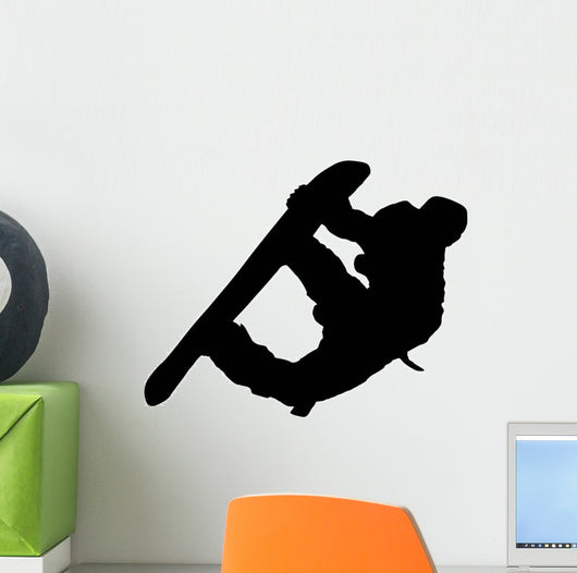 Hang Tight Snowboarder Silhouette Wall Decal
