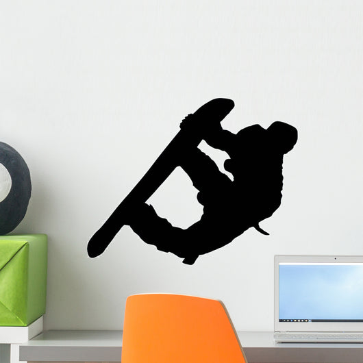Hang Tight Snowboarder Silhouette Wall Decal