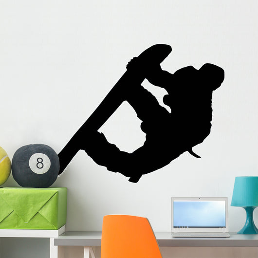 Hang Tight Snowboarder Silhouette Wall Decal