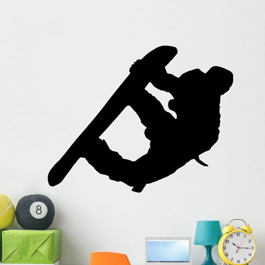 Hang Tight Snowboarder Silhouette Wall Decal