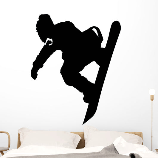 Hang Loose Snowboarder Silhouette Wall Decal