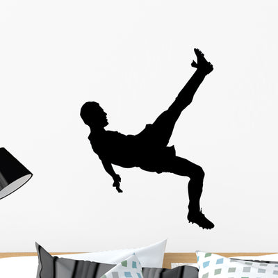 Soccer Silhouette Wall Decal shown on a wall