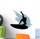 Surf Silhouette Grey Wave Wall Decal
