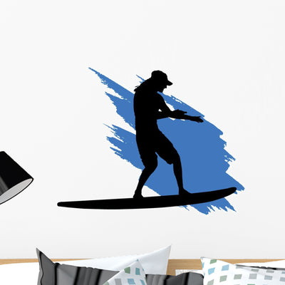 Surfing Wall Decal shown on a wall