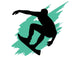 Surfing Silhouette Teal Wave Wall Decal