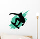 Surfing Silhouette Teal Wave Wall Decal