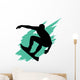 Surfing Silhouette Teal Wave Wall Decal