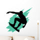 Surfing Silhouette Teal Wave Wall Decal
