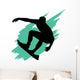 Surfing Silhouette Teal Wave Wall Decal