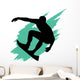Surfing Silhouette Teal Wave Wall Decal