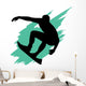 Surfing Silhouette Teal Wave Wall Decal