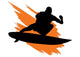 Surfing Silhouette with Orange Wall Decal