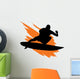 Surfing Silhouette with Orange Wall Decal