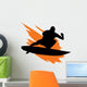 Surfing Silhouette with Orange Wall Decal