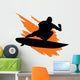 Surfing Silhouette with Orange Wall Decal