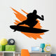 Surfing Silhouette with Orange Wall Decal