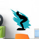 Surfer Silhouette Teal Wave Wall Decal