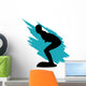Surfer Silhouette Teal Wave Wall Decal