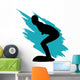 Surfer Silhouette Teal Wave Wall Decal