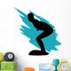 Surfer Silhouette Teal Wave Wall Decal