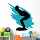 Surfer Silhouette Teal Wave Wall Decal