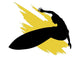 Surfer Silhouette Yellow Splash Wall Decal