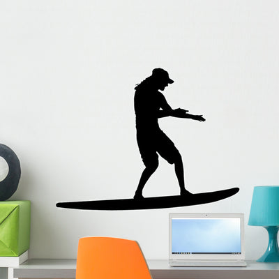 Surfing Wall Decal shown on a wall