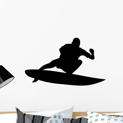 Surfing Wall Decal shown on a wall
