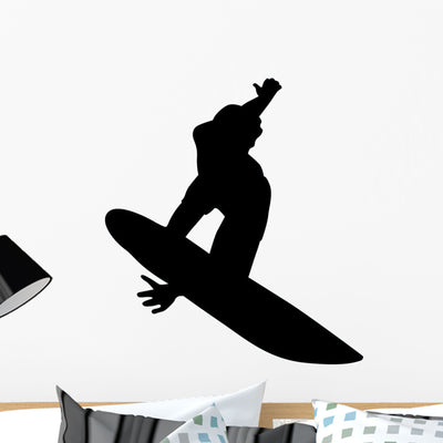 Surfing Wall Decal shown on a wall