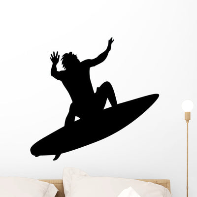 Surfing Wall Decal shown on a wall