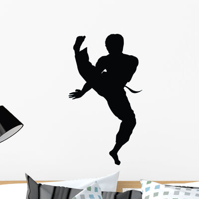 Tae Kwon Do Silhouette Wall Decal shown on a wall