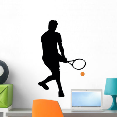 Tennis Silhouette Wall Decal shown on a wall