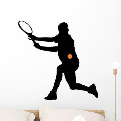 Tennis Silhouette Wall Decal shown on a wall