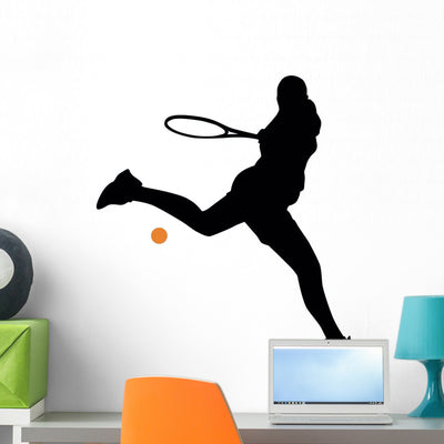 Tennis Silhouette Wall Decal shown on a wall
