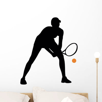 Tennis Silhouette Wall Decal shown on a wall