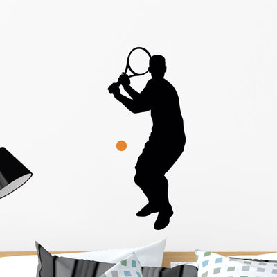 Tennis Silhouette Wall Decal shown on a wall