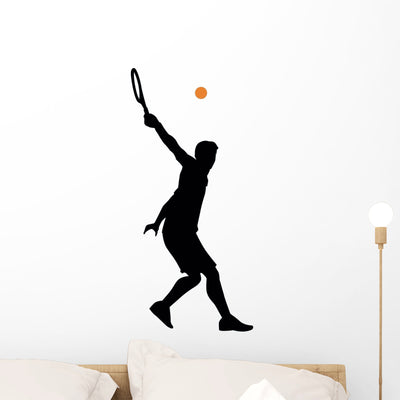 Tennis Silhouette Wall Decal shown on a wall