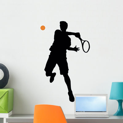 Tennis Silhouette Wall Decal shown on a wall