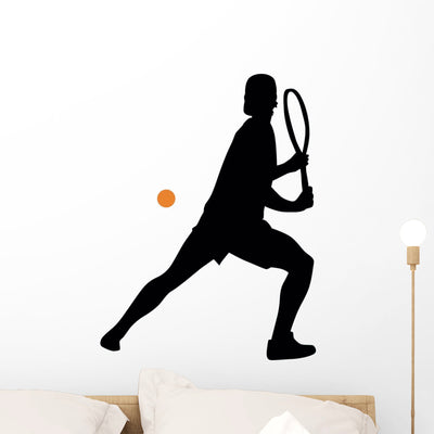 Tennis Silhouette Wall Decal shown on a wall